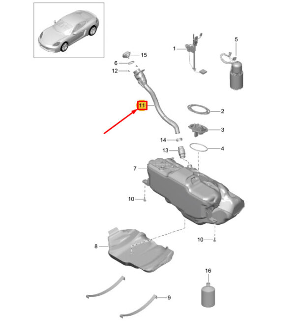 99120104407 - PORSCHE 718 CAYMAN 982 FUEL FILLER NECK 99120104407 NEW GENUINE