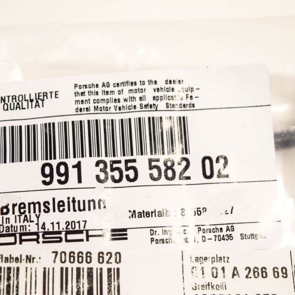99135558202 - Porsche Cayman 718 982 Front Right Brake Tube 99135558202 NEW GENUINE