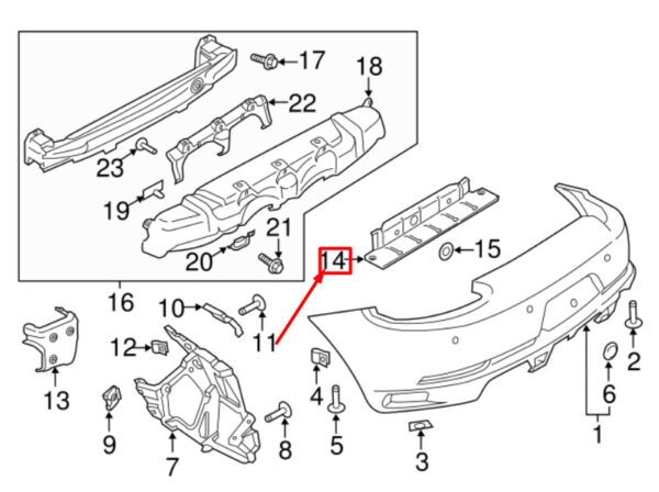 99150547101 - Porsche 911 991 Heat Shield for Rear Bumper Cover Center 99150547101