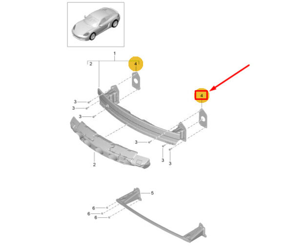 99150577100 - Porsche 718 Cayman 982 Front Bumper Impact Protection Seal 99150577100