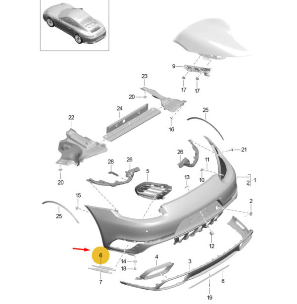 99150586302OK1 - Porsche 911 991 rear left top bumper 99150586302OK1 NEW