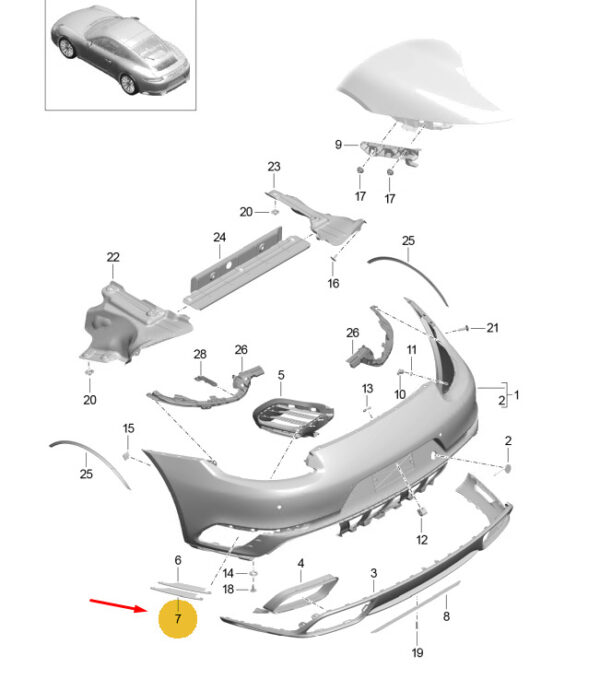 99150586600OK1 - Porsche 911 991 rear bumper lower right disc 99150586600OK1 NEW ORIGINAL