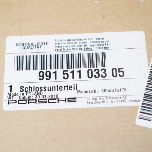 99151103305 - Porsche 911 991 bonnet lock 99151103307 991.511.033.05 NEW REAL
