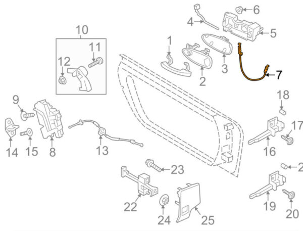 99153741901 - Porsche 911 991 Bowden Cable with Door Lock 99153741901 NEW REAL