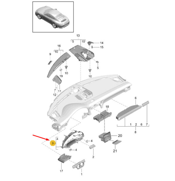 991552526015Q0 - Porsche 911 991 turbo instrument panel RHD 991552526015Q0, original part