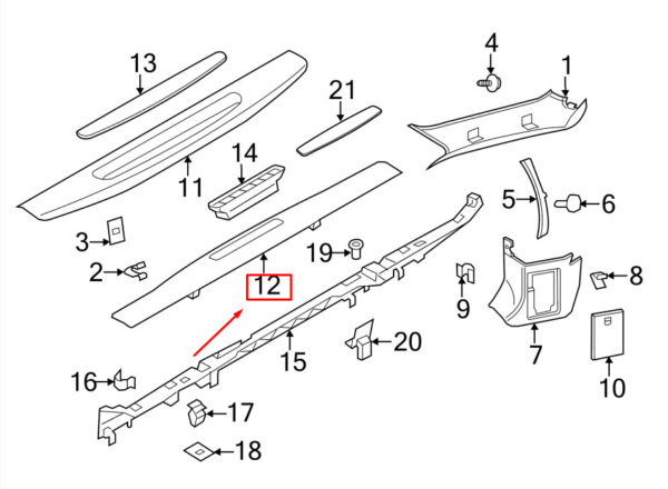 991555119041E0 - Porsche 718 Cayman 982 Left Entry Bar 991555119041E0 NEW REAL