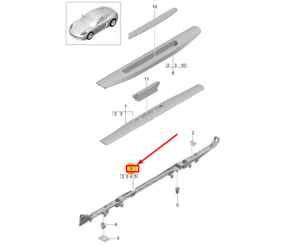 99155561903 - Porsche 718 Cayman 982 Left Sill Bracket 99155561903 NEW GENUINE
