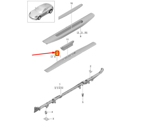 991555985017J0 - Porsche 718 Cayman 982 Inner Left Sill Trim 991555985017J0