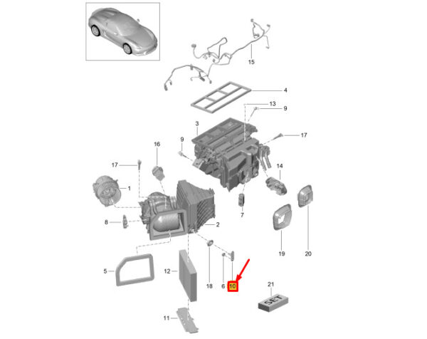 99157248100 - Porsche Boxster Spyder 981 Blower Housing Bracket 99157248100, New Genuine