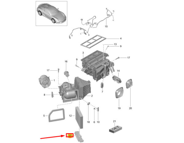 99157391600 - Porsche Boxster Spyder 981 Cabin Air Filter Cover 99157391600, NEW, GENUINE