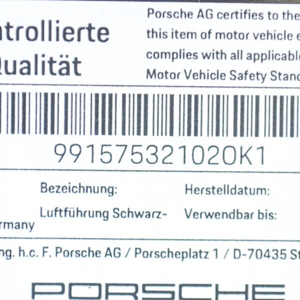 99157532102OK1 - Porsche 911 991 A/C Capacitor Left Duct 99157532102OK1 NEW GENUINE