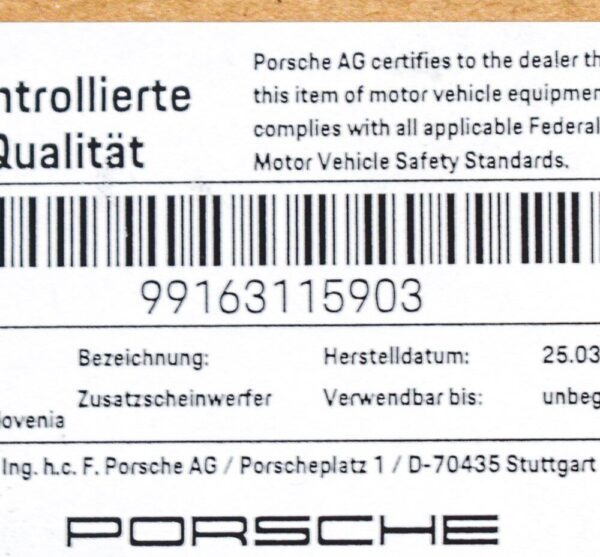 99163115905 - Porsche 911 991 Front Left Additional Day Light LED 99163115903 New Genuine