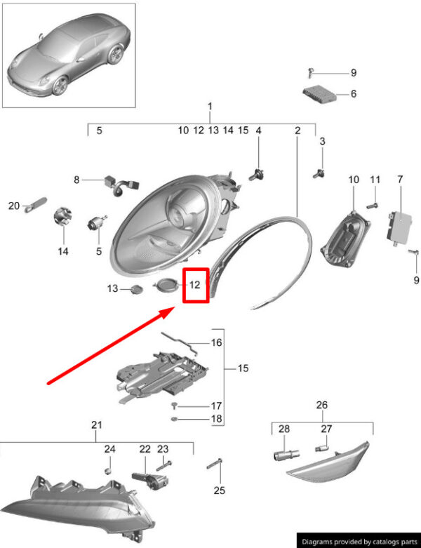 99163131300 - Porsche Macan 95B Headlight Dust Protection 99163131300 991.631.313.00 NEW