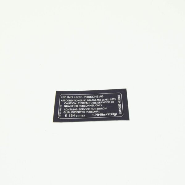 99170114100 - Porsche 911 Convertible 991 Air Conditioning A/C Sticker 99170114100 NEW Original