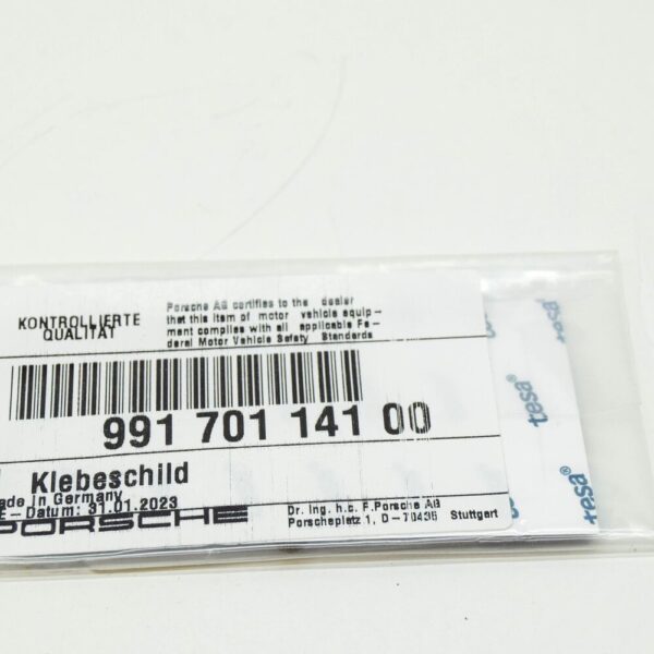 99170114100 - Porsche 911 Convertible 991 Air Conditioning A/C Sticker 99170114100 NEW Original