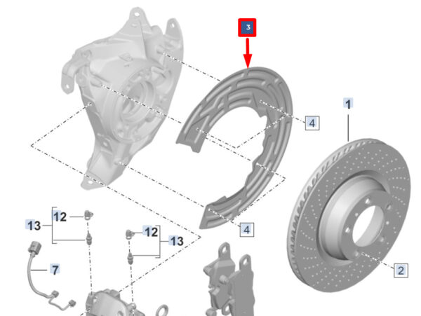 992615612E - Porsche 911 992 Carrera brake disc protector rear right 992615612E new