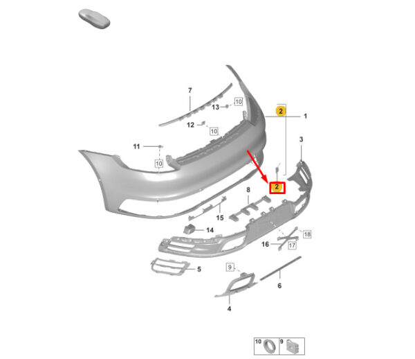 992807442AG2X - Porsche 911 992 rear bumper towing eyelet cover 992807442AG2X NEW ORIGINAL