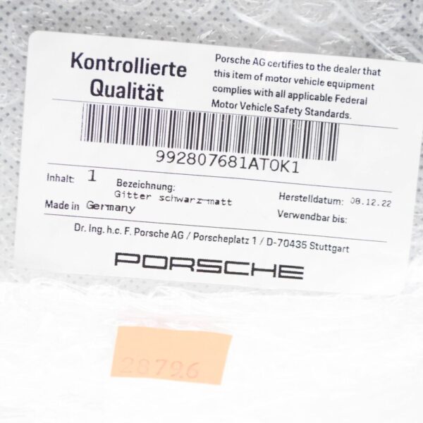 992807681ATOK1 - Porsche 911 992 front bumper bottom ACC grid 992807681ATOK1 NEW