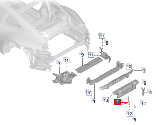 992807723 - Porsche 911 992 bumper bracket rear left 992807723 new original