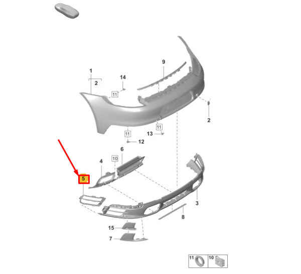 992807942COK1 - Porsche 911 992 rear right air outlet frame for bumper 992807942COK1 NEW