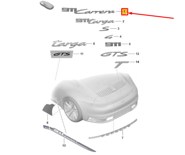 992853675J041 - Porsche 911 992 rear inscription 992853675J041 NEW ORIGINAL