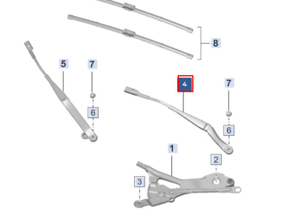 992955409 - Porsche 911 992 Carrera wiper arm front left handlebar 992955409 NEW ORIGINAL