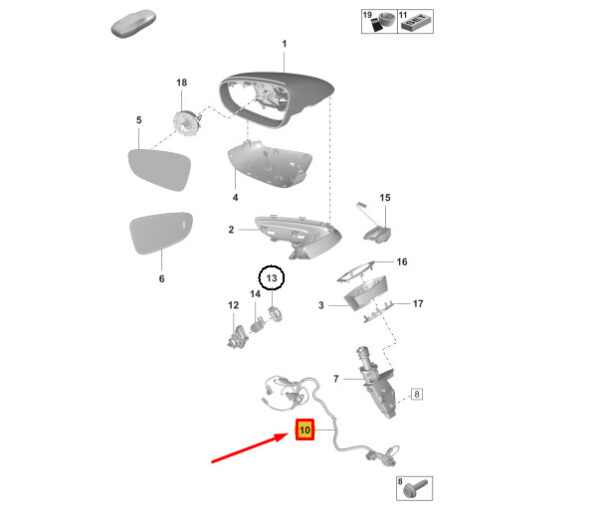 992972235AN - Porsche Taycan Exterior Mirror Wiring Set 992972235AN NEW GENUINE