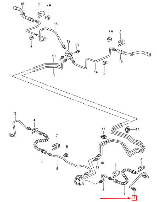 99335558102 - Porsche Carrera 911 993 front left brake line 99335558102 NEW ORIGINAL