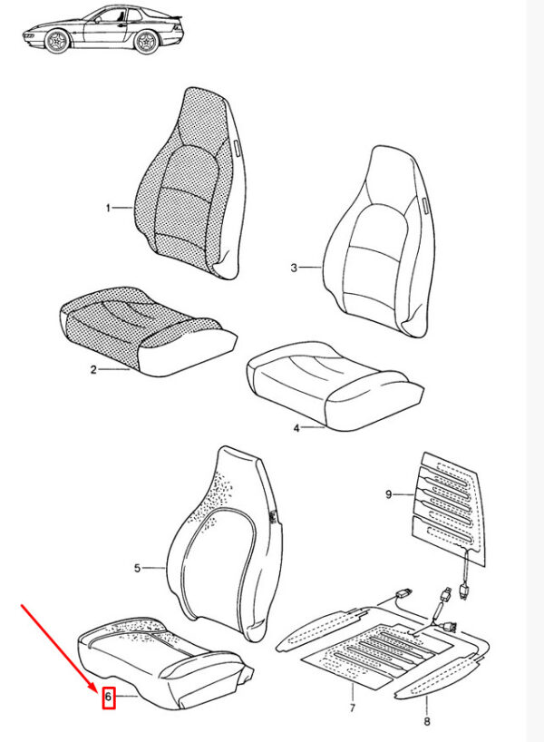 99352138507 - Porsche 968 seat cushions foam front left 99352138507 NEW ORIGINAL
