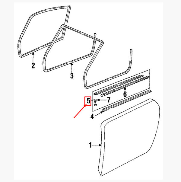 9935310410270K - PORSCHE Carrera 911 993 Front Left Door Window Strip 9935310410270K NEW GENUINE