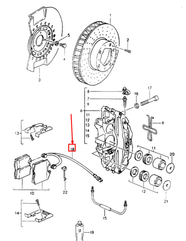 99361236801 - Porsche 911 996 front brake lining sensor 99361236801 new original