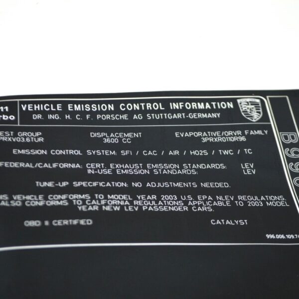 99600610974 - Porsche 911 996 Warning Sign Sticker 99600610974 NEW GENUINE