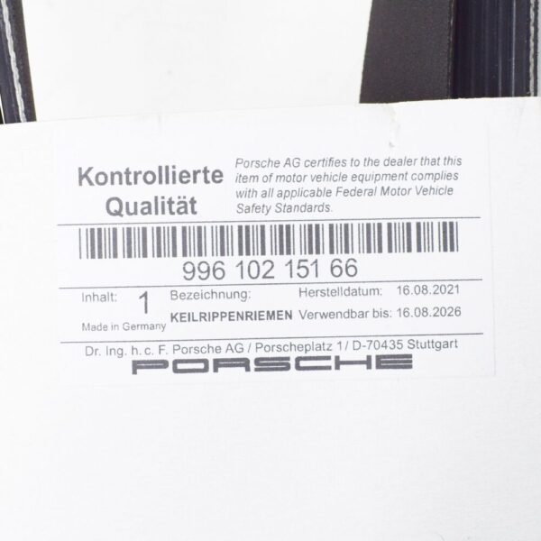 99610215166 - Porsche Boxster 987 Generator A/C Water Pump Belt 99610215166 NEW REAL