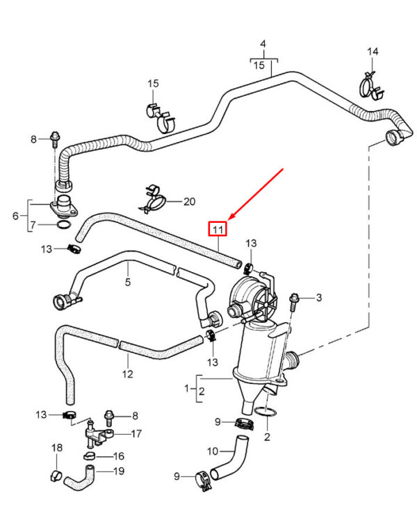 99610620850 - Porsche 911 996 Upper Hose of the Oil Separator 99610620850 NEW REAL