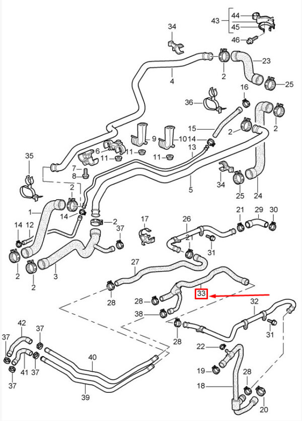 99610622266 - Porsche 911 996 Engine Coolant Hose 99610622266 NEW REAL