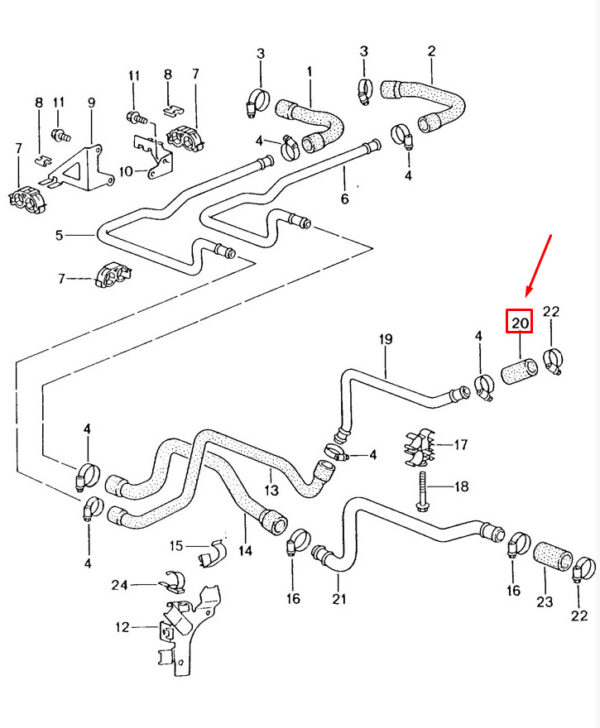 99610623374 - Porsche 911 996 HVAC Heating Hose 99610623374 NEW REAL
