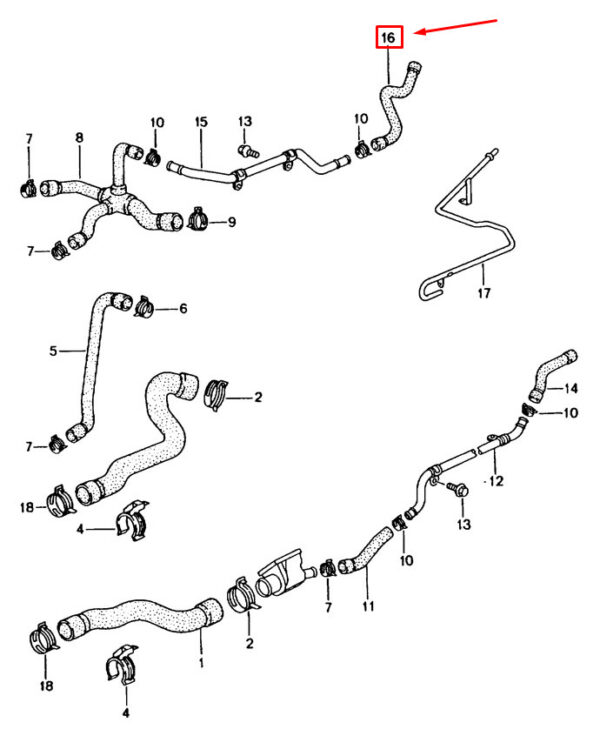 99610655703 - Porsche Boxster 986 Coolant Hose 99610655703 NEW GENUINE
