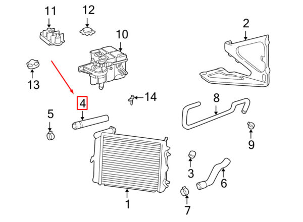 99610662158 - Porsche 911 996 Cooler Hose Top Left 99610662158 NEW GENUINE