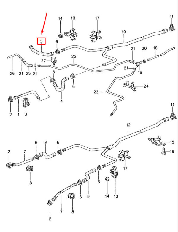 99610662402 - Porsche Boxster 986 Upper Right Coolant Hose 99610662402 NEW GENUINE