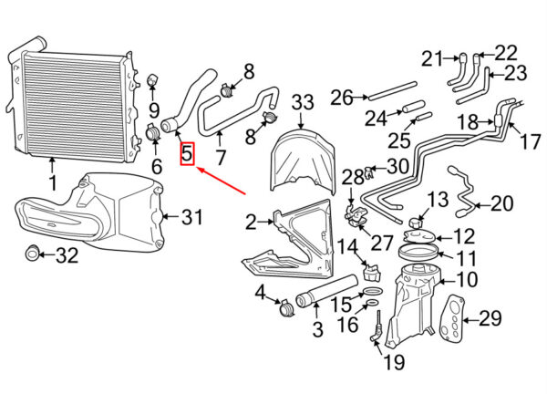 99610662502 - Porsche Boxster 986 Lower Left Cooler Hose 99610662502 NEW GENUINE