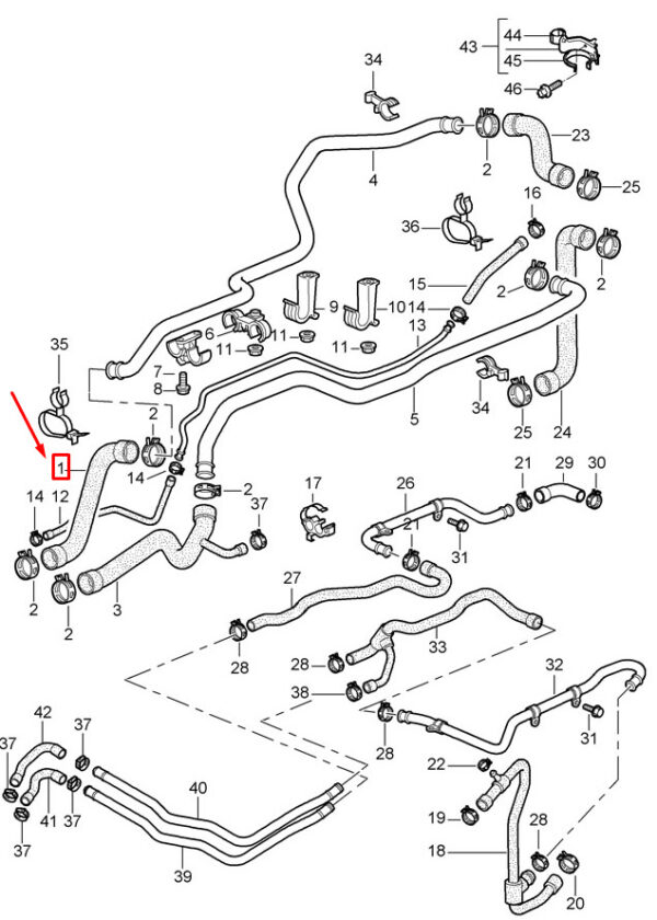 99610664056 - Porsche 911 996 Coolant Hose 99610664056 NEW GENUINE