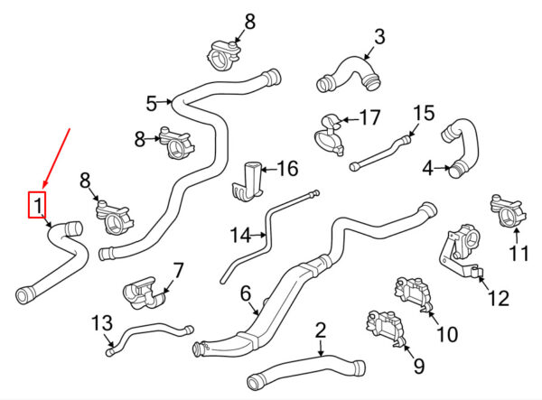 99610674076 - Porsche 911 996 Coolant Hose 99610674076 NEW GENUINE
