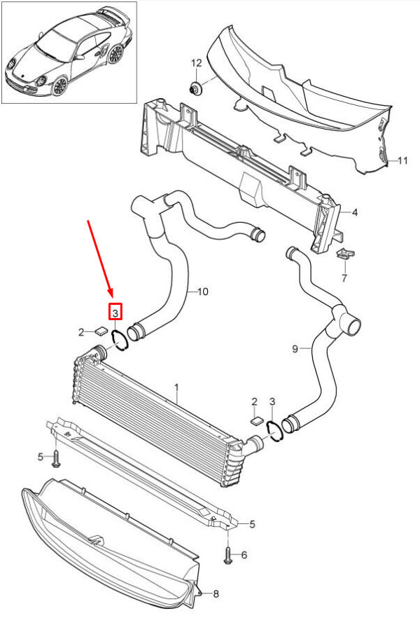 99610680217 - Porsche 911 997 spring clamp of medium radiator hose 99610680217 NEW
