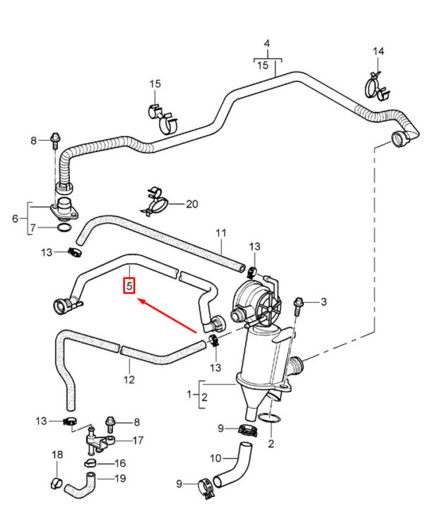 99610714530 - Porsche 911 996 Oil Separator Vent Line 99610714530 NEW REAL