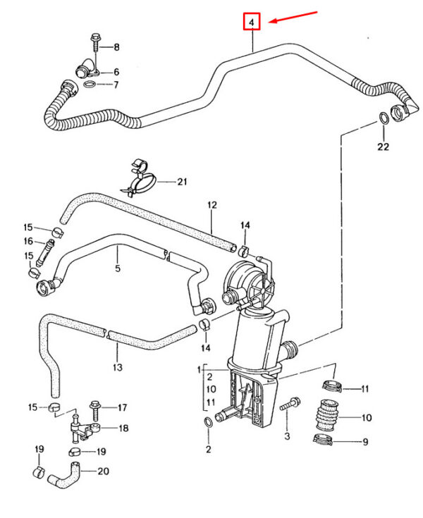 99610714759 - Porsche 911 996 Engine Crankcase Vent Hose 99610714759 NEW REAL
