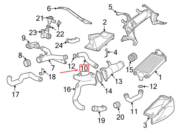 99611064573 - Porsche 911 996 Intercooler Hose Left Turbocharger 99611064573 GENUINE