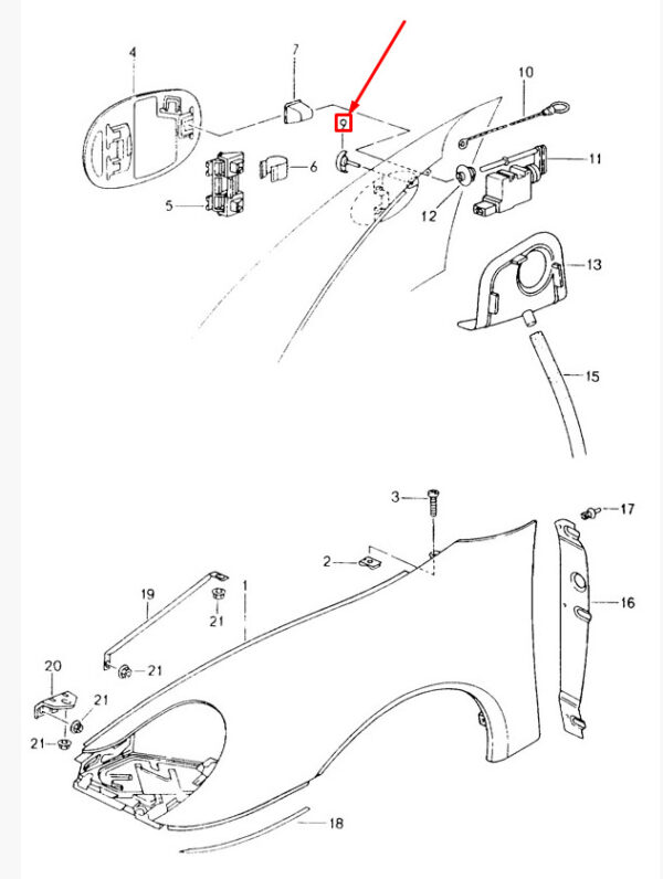 99620151300 - Porsche Boxster 986 Fuel Flaps Bumper Stop Buffer 99620151300 NEW