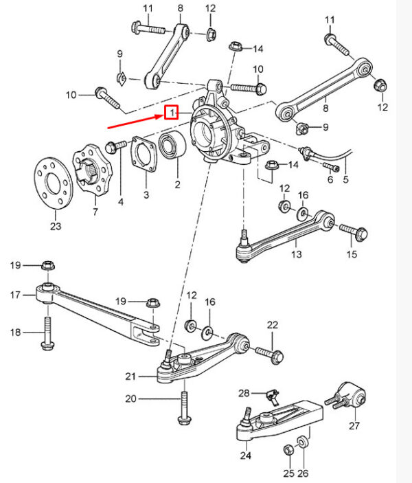 99633111206 - Porsche 911 996 Carrera knuckle rear right 99633111206 new original
