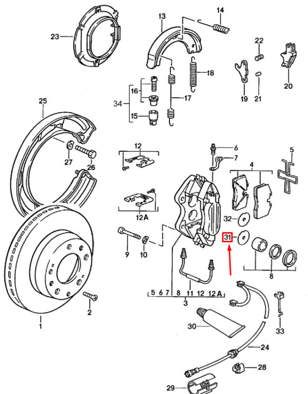 99635208600 - Porsche 968 brake lining damping plate rear 99635208600 NEW ORIGINAL