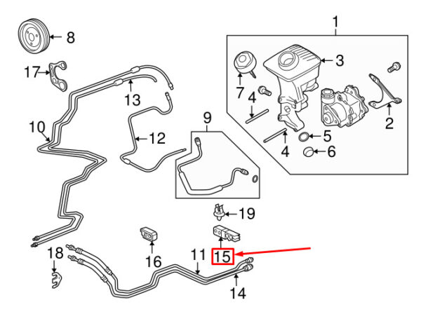 99635554300 - Porsche Cayman 987 Power Steering Pressure Line Mount 99635554300 NEW Original